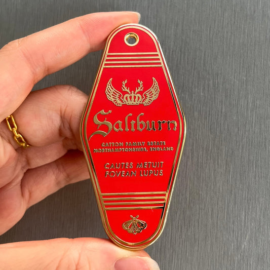 Saltburn Vintage Motel-style Keychain, "I loved him" Enamel Pin & Sticker