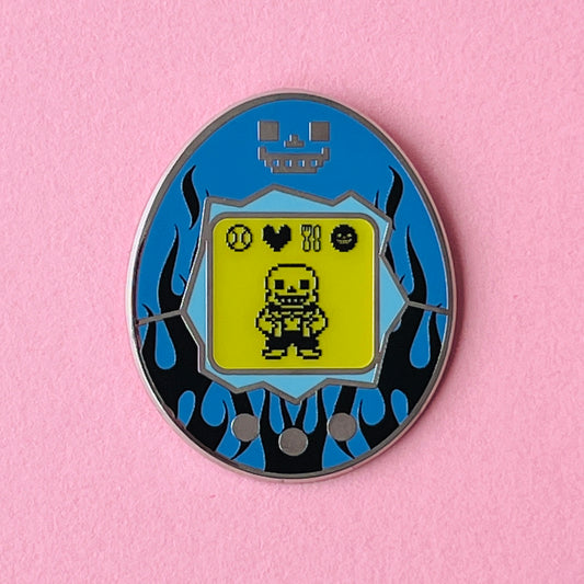 sansagotchi enamel pin (glows in the dark!!)