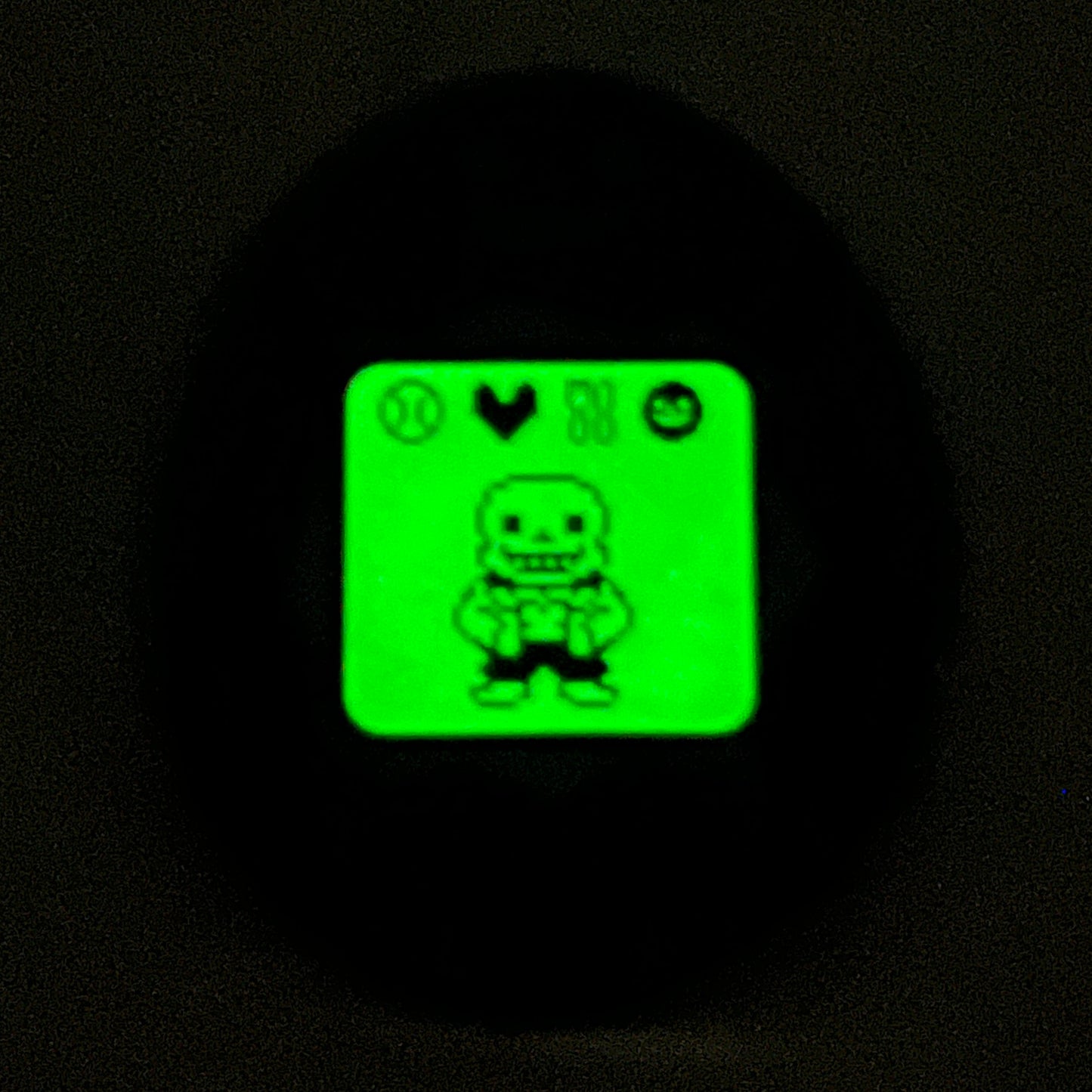 sansagotchi enamel pin (glows in the dark!!)