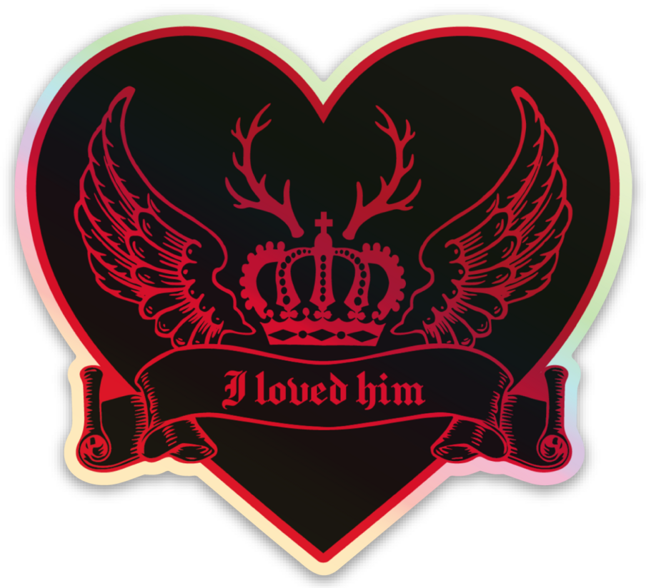 Saltburn Vintage Motel-style Keychain, "I loved him" Enamel Pin & Sticker